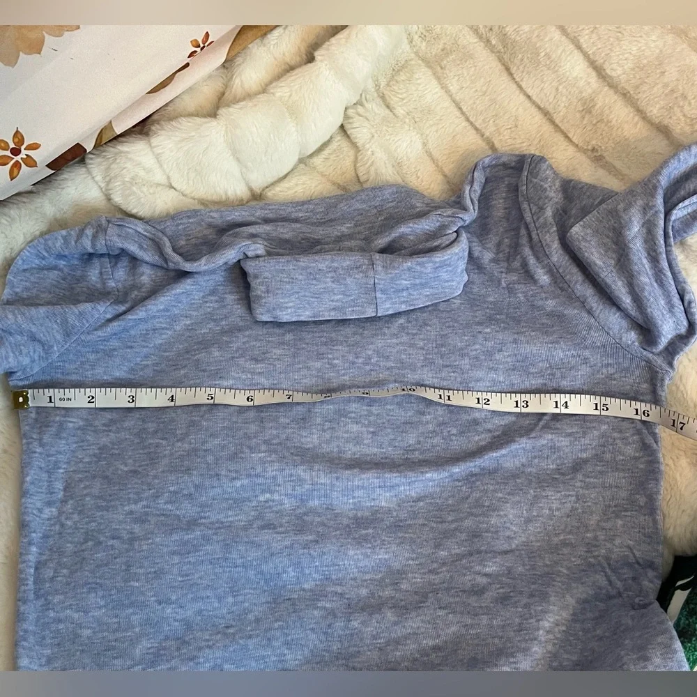 J. Crew Womens  L Collection Sky Blue Sheer Spring Lightweight Turtlneck Preppy